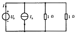 如图所示的电路中，已知：US=2V，IS=2A。电流I为()。