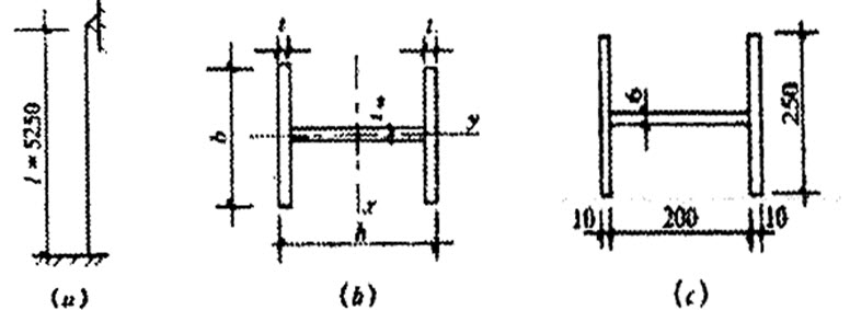 图1所示一上端铰接，下端固定的轴心受压柱，承受的压力设计值为n=900kn，柱的长度为525m，计算