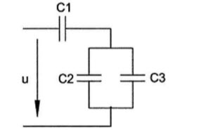 三只电容器组成的混联电路，如图所示，C1=60μF，C2=C3=20μF，它们的额定电压均为100V