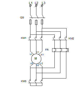根据下图主回路，画出异步电动机Y-△启动的手动控制电路图。	