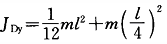 均质杆AB长，质量m，质心为C。点D距点A为。杆对通过点D且垂直于AB的轴的转动惯量为：（）