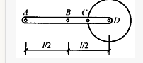 长为的均质杆AD通过铰C、D与半径为的均质圆盘固结成一体如图示。设该物体系统在图示平面内对A，B，C