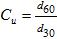 土不均匀系数CU的计算公式为（）。