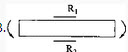 图示四种应变片的布置和连接，应变片R1=R2，K1=K2。对消除温度效应而言，哪一种布置是不正确的（