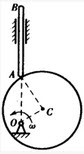 偏心凸轮机构，偏心距为e，轮半径R=e，轮以匀角速度ω绕O轴转动并推动杆AB沿铅直槽滑动。在图示位置