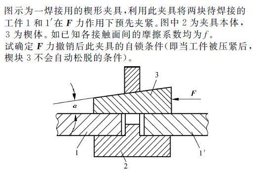 自锁条件为α为楔角φ为摩擦角