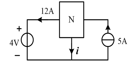 电路如图所示，N为三端电路，图中电流i 等于（）。 