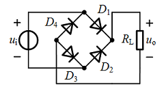 二极管全波整流电路中，若输入信号的振幅为Um，则二极管上的平均电流为（） 注：二极管用理想模型分析 