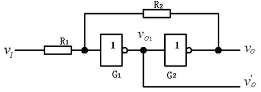 由门电路构成的施密特触发器如图所示，若需改变其回差电压，则下列描述正确的是 。      