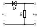 低频整流电路如图所示，已知输入电压ui=2sinwt，分别画出（1）当二极管为理想二极管，（2）当二