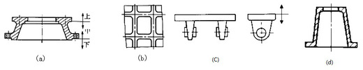 下图所示铸件中结构工艺性较为合理的是（）图。（注：填入小写字母) 