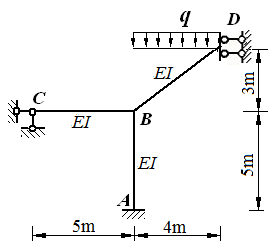 图（a）示结构用位移法求解时基本结构如图（b），则基本方程中的主系数K11为： （a） （b）  
