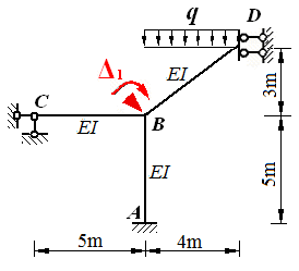 图（a）示结构用位移法求解时基本结构如图（b），则基本方程中的主系数K11为： （a） （b）  