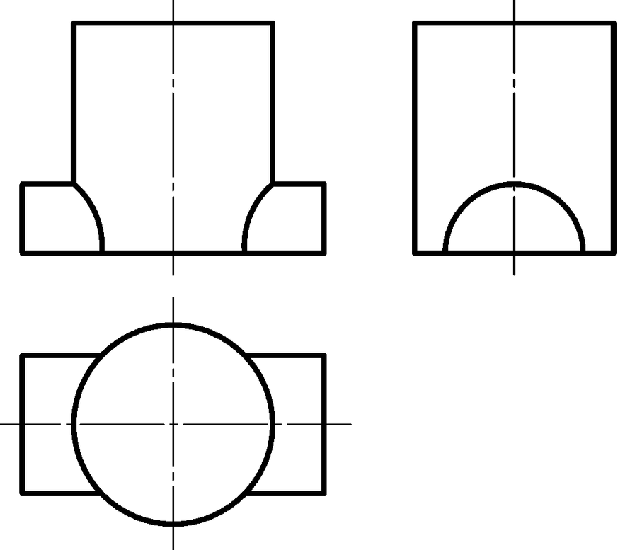铅垂圆柱和侧垂半圆柱相贯,三面投影图正确的是() 