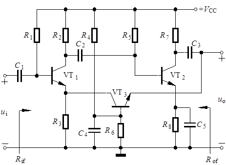 反馈放大电路如图所示，设电容器对交流信号均可视为短路。电路中各晶体管的   、   。深度负反馈条件