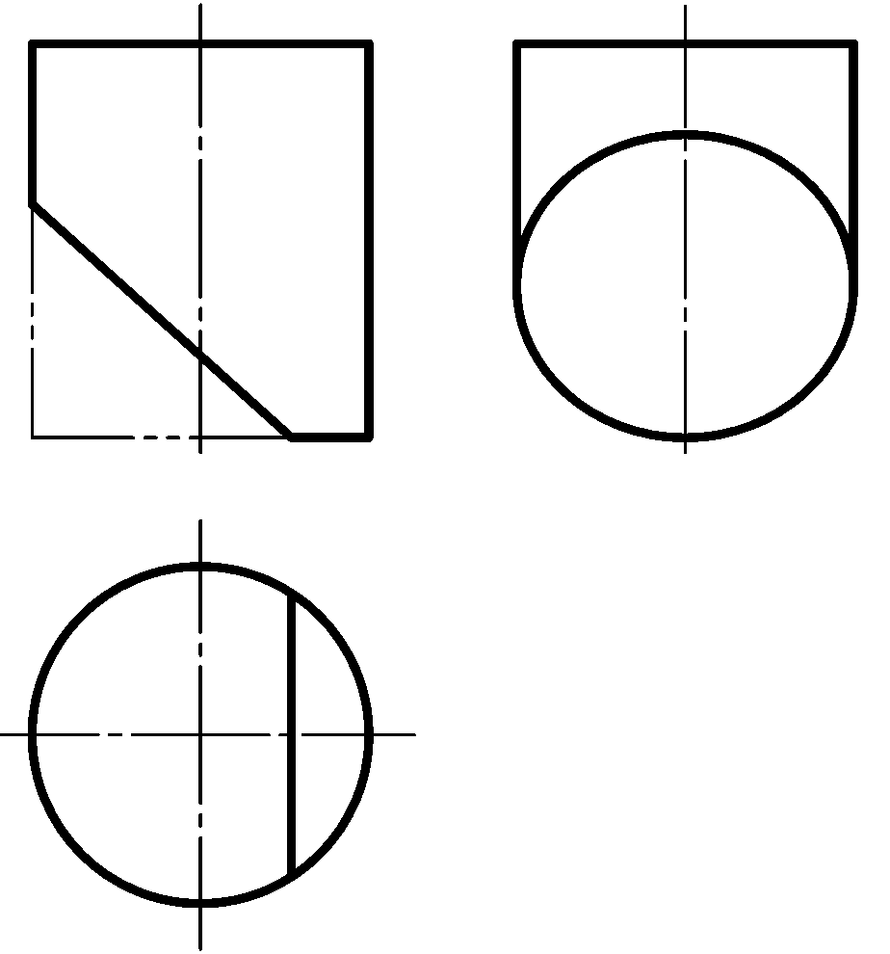 单一正垂面切圆柱体其三面投影正确的是