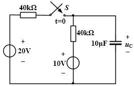 如图5所示电路原已稳定，t =0时将开关 S 闭合。S 闭合后的的表达式为（）。  图5