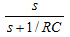 图示一阶RC电路，其电压传递函数为_________。 A、B、C、D、RC