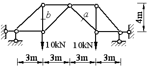 图示桁架a杆轴力为0。 [图]...图示桁架a杆轴力为0。 