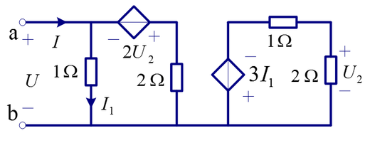 题图所示电路ab端口的伏安特性方程是 () 