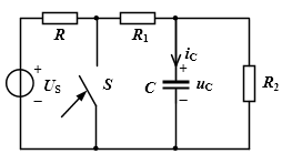 如图4所示电路原已稳定，t =0 时将开关 S 闭合。已知：=1kW，=2kW，=2kW，=5μF，