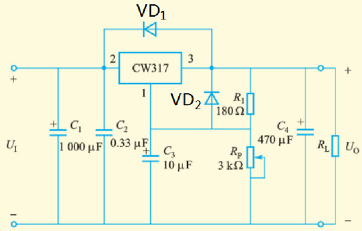 下图所示为cw317组成的基本电路cw317的基准电压为125v则理论上来讲其