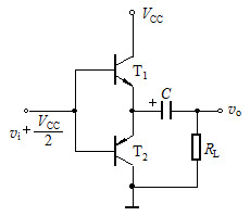 电路如图所示，设RL＝8Ω，输入信号vi为正弦波，若BJT的饱和压降可忽略不计，负载可得到的最大不失