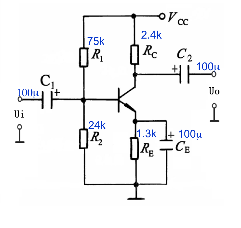 BJT共射放大器如图所示，请问基极电压VB和集电极电流IC的估算值是？ +15V   