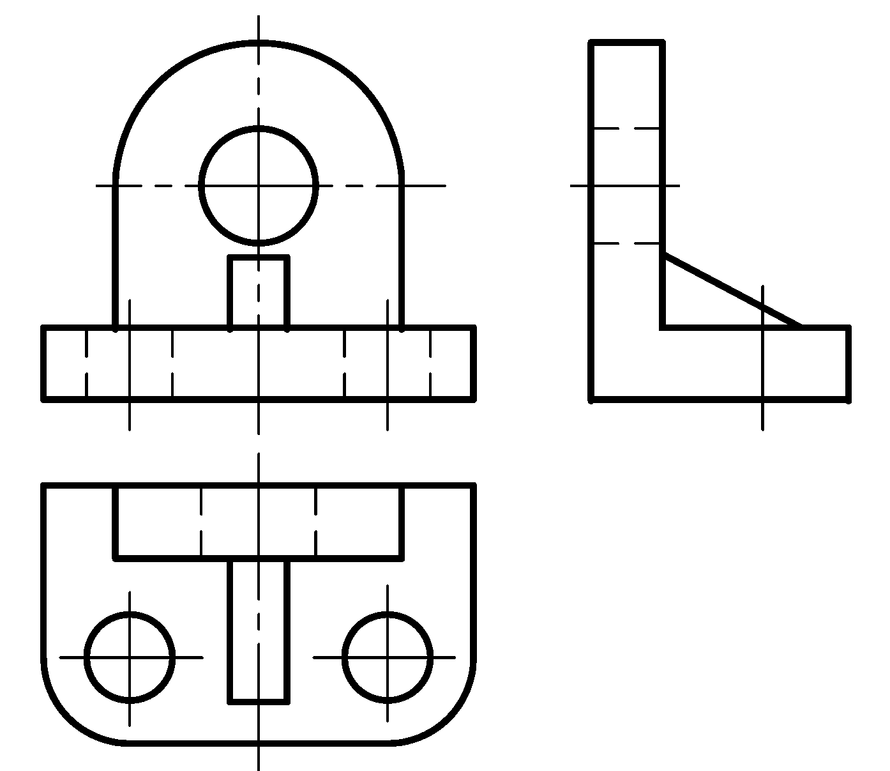 根据组合体立体图，判断其三视图正确的是（）。A、B、C、D、（空白）