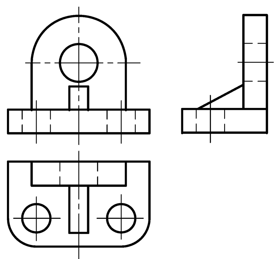 根据组合体立体图，判断其三视图正确的是（）。A、B、C、D、（空白）