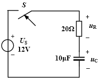 在图3所示电路中，开关 S 在t = 0瞬间闭合，若=4V，则为（）。  图3