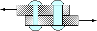 两块钢板用两个铆钉连接形成接头，虽然两个铆钉的直径不同，但因塑性材料具有屈服阶段的特点，最终使两个铆