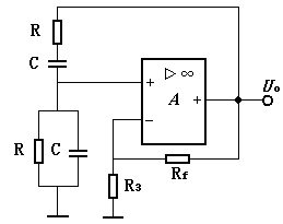 下图所示RC文氏桥正弦波振荡电路的振荡频率为（）。 A、B、C、D、与R、C无关