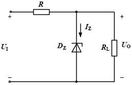 在图5所示稳压电路中，已知=10V，=5V，=10mA，=500Ω，则限流电阻应为______。  