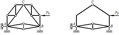 若所受荷载不变，将左图所示结构中的AC和CB部分替换成右图所示的折杆，则AB部分内力不变。（） 