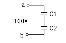 电路如图所示，c1=1μf，c2=2μf，c1上的电压为 v。（保留一位小数）电路如图所示，C1=1