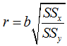 同一双变数资料，相关系数 （r) 与回归系数 （b) 之间的关系为