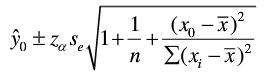 对于一元线性回归模型，对x的一个给定值x0，y的平均值的置信区间和个别值的预测区间分别为