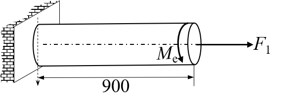 图示直径d=50mm圆截面钢杆承受轴向荷载[图]，横向荷载[...图示直径d=50mm圆截面钢杆承受
