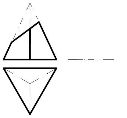 完成平面立体切割后的三面投影。 [图]...完成平面立体切割后的三面投影。 