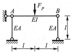 图示结构中，杆AB中点的挠度为 