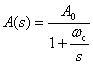 如图所示电路，一阶低通滤波电路的传递函数为（）。 
