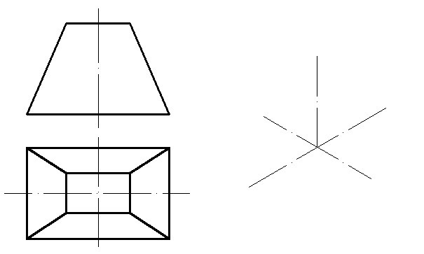 根据四棱台的两个视图，用坐标法画出其正等轴测图（采用简化变形系数） 