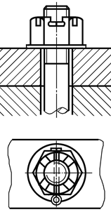 下面的螺纹连接图中，不属于防松装置的是（）。