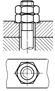 下面的螺纹连接图中，不属于防松装置的是（）。
