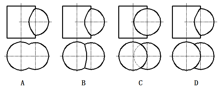 圆柱与半球相贯三视图图片
