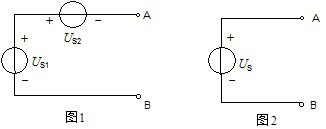 已 知 图 1 中 的 US1 = 4 V，US2 = 2 V。用 图 2 所 示 的 理 想 电 