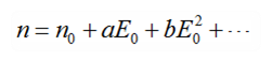 电场引起的晶体折射率的变化可以表示为  以下对式中等号后面第二的描述中正确的是（）。