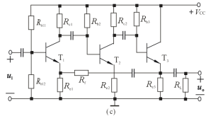 判断题图6.1（a)~（f)所示电路中哪些是负反馈？哪些是正...判断题图6.1(a)~(f)所示电