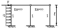 图示结构用位移法求解，设结点线位移向右，则典型方程中自由项为（） 